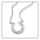 Large Sterling Silver CZ Horseshoe Necklace