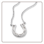 Large Sterling Silver CZ Horseshoe Necklace