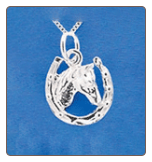 Sterling Silver Horseshoe Head Pendant & Chain
