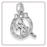 Sterling Silver Horse Jumping Shoe Pendant with Chain