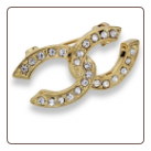 18ct gold plated/ CZ Linked Horseshoe Brooch