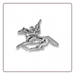 Sterling Silver Horse and Jockey Pendant with Chain